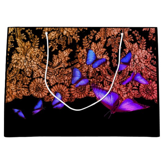 GIFT-LABEL ZWART MET LACE EN BUTTERFLIES GROOT CADEAUZAKJE (Voorkant)