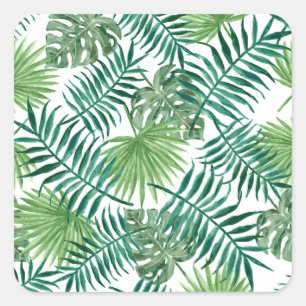 Gift Leaf, plant, palm, groen, natuurlijke achterg Vierkante Sticker