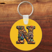 Gift Letter N Thanksgiving style  Sleutelhanger (Voorkant)
