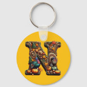 Gift Letter N Thanksgiving style  Sleutelhanger (Achterkant)