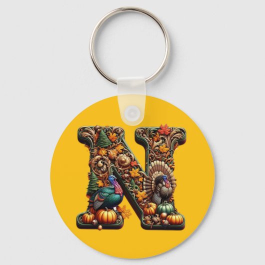 Gift Letter N Thanksgiving style  Sleutelhanger (Achterkant)