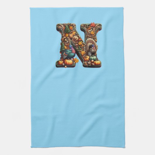 Gift Letter N Thanksgiving style  Theedoek (Verticaal)