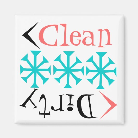 Gift Magnet Retro Tumblers Clean Dirty Vaatwasser (Voorkant)