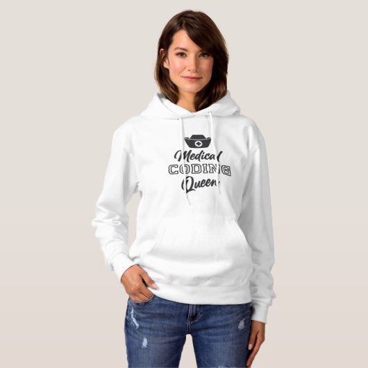 Gift Medical Coder Queen Coding ICD Programmer Hoodie (Voorkant volledig)