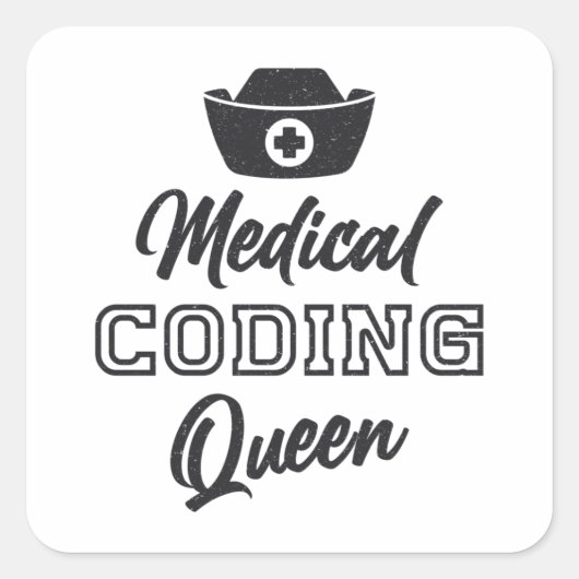 Gift Medical Coder Queen Coding ICD Programmer Vierkante Sticker (Voorkant)