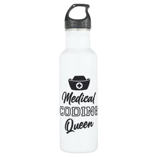 Gift Medical Coder Queen Coding ICD Programmer Waterfles (Voorkant)