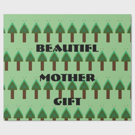 GIFT_MOTHER_LETTER_TREE_GREEN_SAGE_BROWN_BLACK CADEAUPAPIER (Vlak)