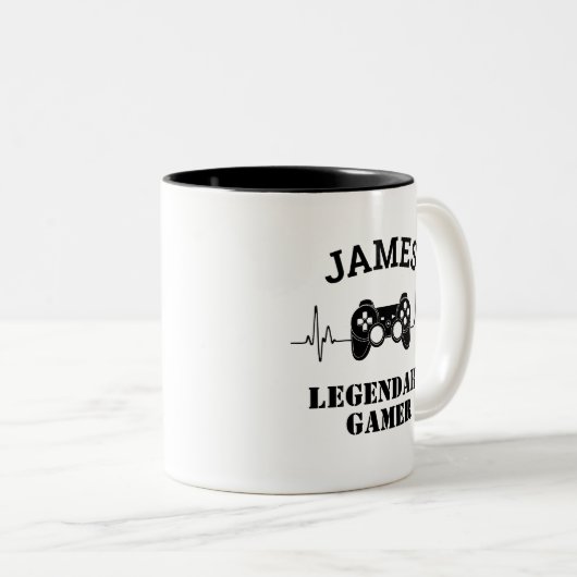 Gift Name Persoonlijk Funny Gaming Geek Birthday Tweekleurige Koffiemok (Voorkant rechts)