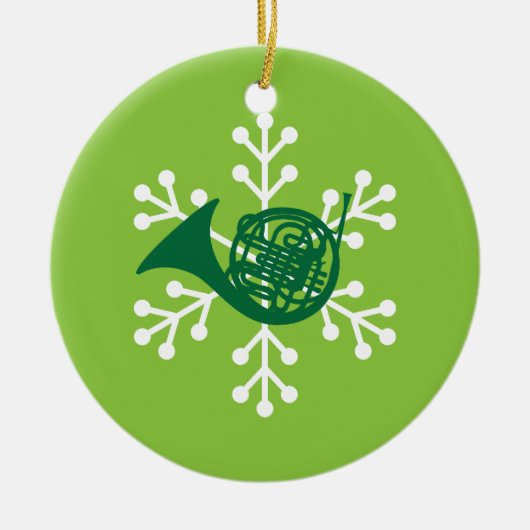 Gift Ornament, Franse Horn Player Keramisch Ornament (Voorkant)