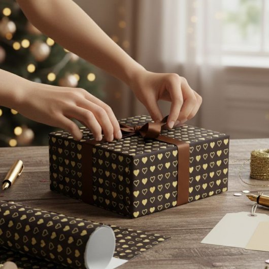 Gift package, wrapping paper with gold foil effect cadeaupapier