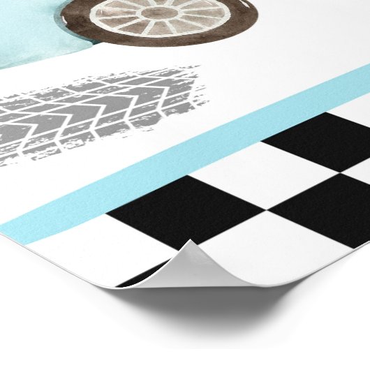 Gift Parking Alleen Blauwe Race Auto Twee Snelle V Poster (Hoek)