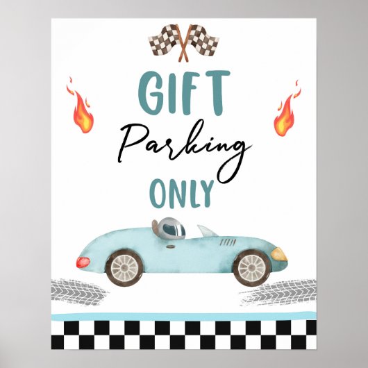 Gift Parking Alleen Blauwe Race Auto Twee Snelle V Poster (Voorkant)