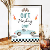 Gift Parking Alleen Blauwe Race Auto Twee Snelle V Poster