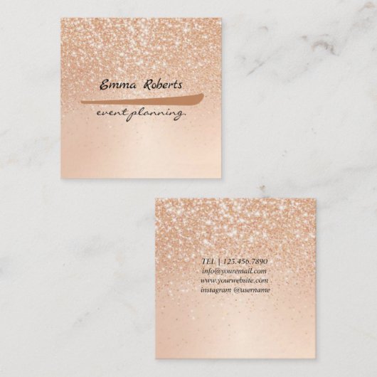 Gift Pink and White Glitter Modern Business card Vierkante Visitekaartje (Voorkant / Achterkant)