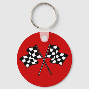 Gift ~ Racing Fans Black & White-ingecheckte vlagg Sleutelhanger