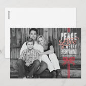 Gift Red Ribbon Wrapped Holiday Photo Card Feestdagenkaart (Voorkant / Achterkant)