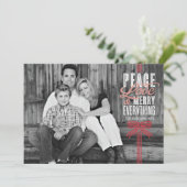 Gift Red Ribbon Wrapped Holiday Photo Card Feestdagenkaart (Staand voorkant)
