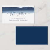 Gift Registry Boy Baby shower Navy Blue Waterverf Informatiekaartje (Voorkant / Achterkant)