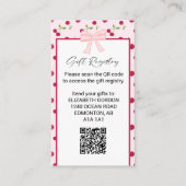 Gift Registry Cherry Baby Shower QR Code Informatiekaartje (Voorkant)