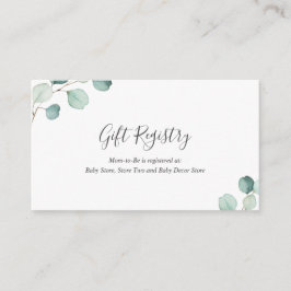 Gift Registry Greenery Eucalyptus Baby shower Informatiekaartje