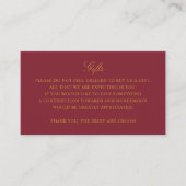 Gift Registry Honeymoon Burgundy Wedding Monogram Informatiekaartje (Voorkant)