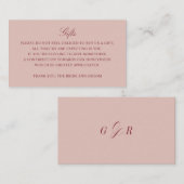 Gift Registry Honeymoon Burgundy Wedding Rose Informatiekaartje (Voorkant / Achterkant)