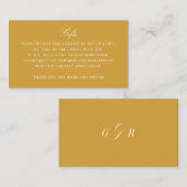 Gift Registry Honeymoon Fund Wedding Gold Monogram Informatiekaartje (Voorkant / Achterkant)