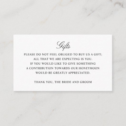 Gift Registry Honeymoon Fund Wedding Monogram Informatiekaartje (Voorkant)