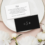 Gift Registry Honeymoon Fund Wedding Monogram Informatiekaartje<br><div class="desc">Volledig bewerkbare invoegkaart voor geschenken,  routebeschrijvingen,  accommodaties,  enz.; welke huwelijksdetails u als visitekaartje aan uw huwelijksuitnodigingssuite moet toevoegen. Monogram aan de achterzijde. Getoond in zwart-wit Basic en elegant.</div>