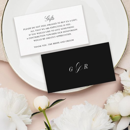 Gift Registry Honeymoon Fund Wedding Monogram Informatiekaartje