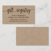 Gift Registry Kaart, Rustiek Kraft Baby shower Informatiekaartje (Voorkant / Achterkant)