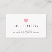 Gift Registry Pink Heart Girl Baby shower Informatiekaartje (Voorkant)