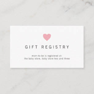 Gift Registry Pink Heart Girl Baby shower Informatiekaartje