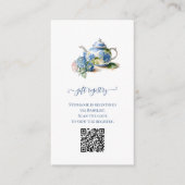 Gift Registry QR Code Blue Hydrangea Baby shower Informatiekaartje (Voorkant)