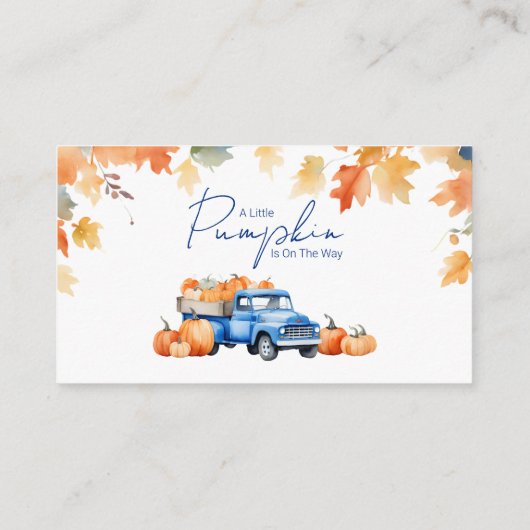 Gift Registry QR Code Blue Truck Little Pumpkin Informatiekaartje (Achterkant)