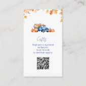 Gift Registry QR Code Blue Truck Little Pumpkin Informatiekaartje (Voorkant)