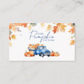 Gift Registry QR Code Blue Truck Little Pumpkin Informatiekaartje (Achterkant)