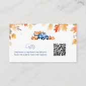 Gift Registry QR Code Blue Truck Little Pumpkin Informatiekaartje (Voorkant)