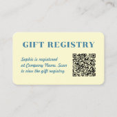 Gift Registry Qr Code Butter Yellow & Blue Informatiekaartje (Voorkant)