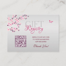 Gift Registry QR Code Cherry Blossom Baby shower Informatiekaartje
