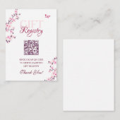 Gift Registry QR Code Cherry Blossom Baby shower Informatiekaartje (Voorkant / Achterkant)
