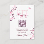 Gift Registry QR Code Cherry Blossom Baby shower Informatiekaartje (Voorkant)