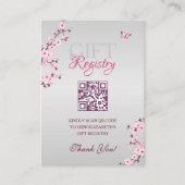 Gift Registry QR Code Cherry Blossom Baby shower Informatiekaartje (Voorkant)