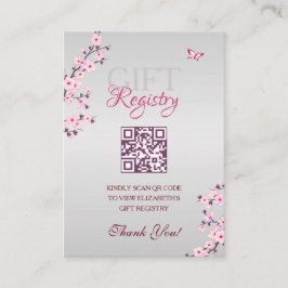 Gift Registry QR Code Cherry Blossom Baby shower Informatiekaartje