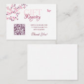 Gift Registry QR Code Cherry Blossom Baby shower Informatiekaartje (Voorkant / Achterkant)