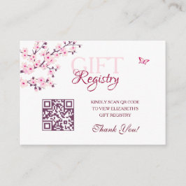 Gift Registry QR Code Cherry Blossom Baby shower Informatiekaartje