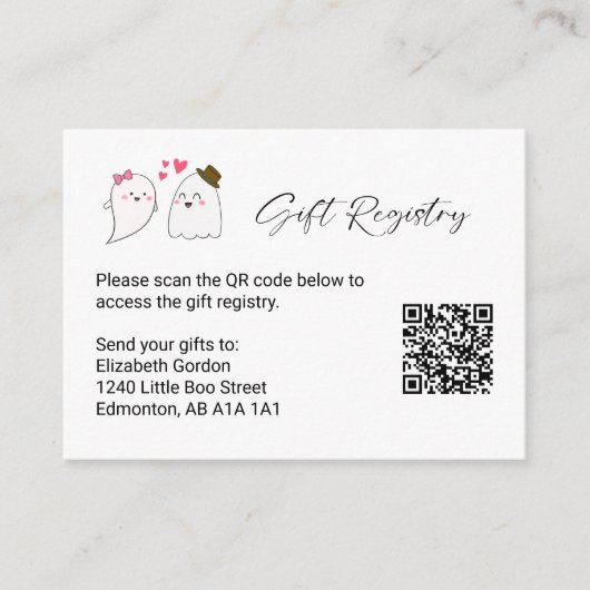Gift Registry QR Code Little Boo Baby shower Herfs Informatiekaartje (Voorkant)