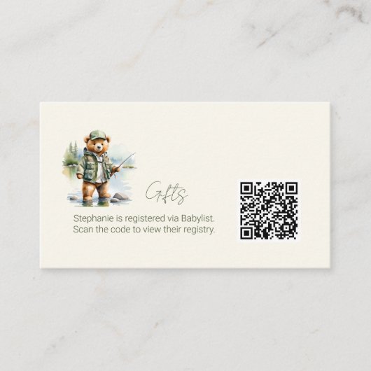 Gift Registry QR Code Schattige Gevist teddybeer Informatiekaartje (Voorkant)