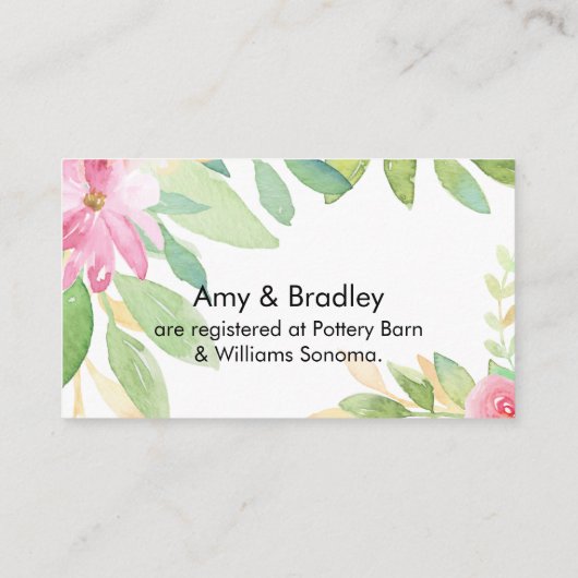 Gift Registry Script Kleurrijke Waterverf Flowers Informatiekaartje (Achterkant)