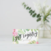 Gift Registry Script Kleurrijke Waterverf Flowers Informatiekaartje (Staand voorkant)